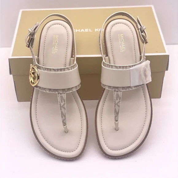 Michael Kors Women's White and Gold Sandals - Picture 2 of 9